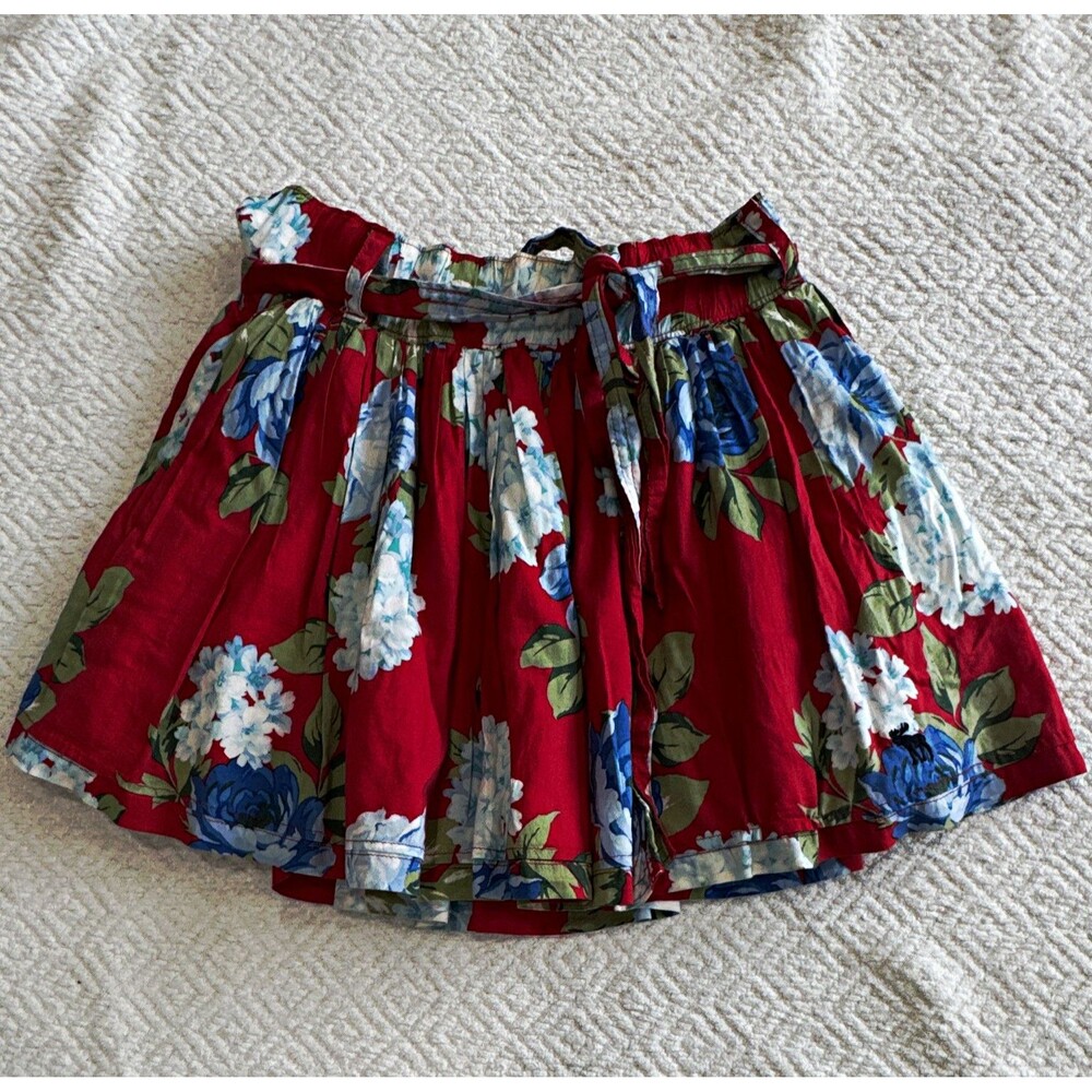 Abercrombie & Fitch Women's Floral Pleated Mini Skirt Red Blue White Sz M